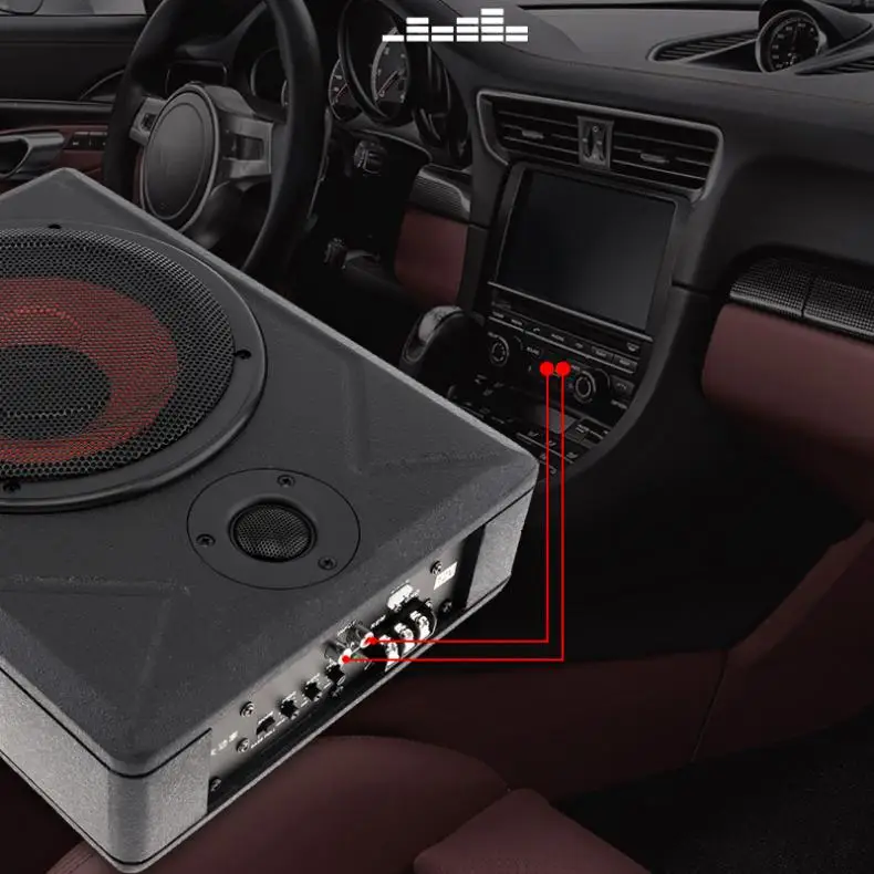 Универсальный черный фюзеляж тонкий активный сабвуфер для автомобиля усилитель