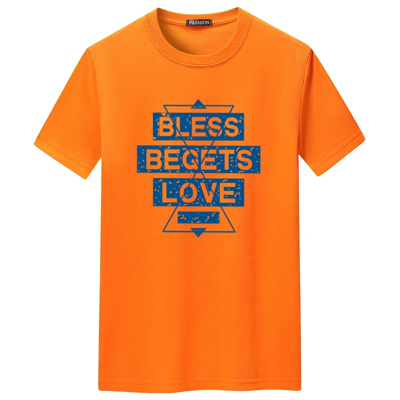 

2021 summer new men's O-neck short-sleeved trend men's fashion printed T-shirt loose and breathable 60 cotton short-sleeved top
