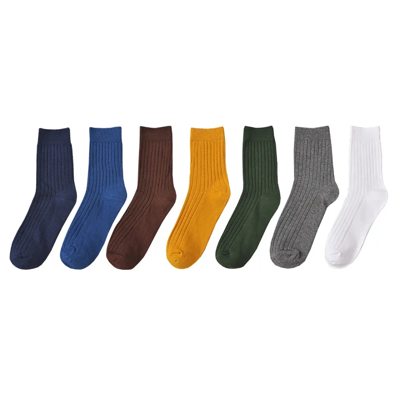 

Inverno Masculino Men's Socks Fashion Simple Cotton Socks Striped Solid Color Socks Male Ins Tide Black Japanese Harajuku