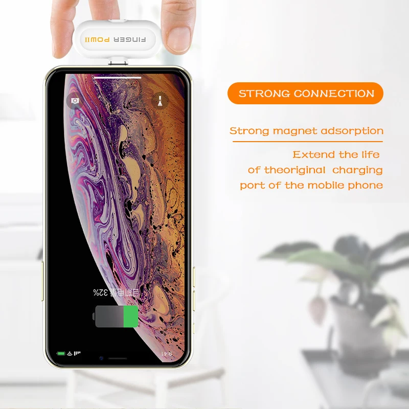 Беспроводной мини внешний аккумулятор Fingerpow для iPhone/Xiaomi/Samsung портативное