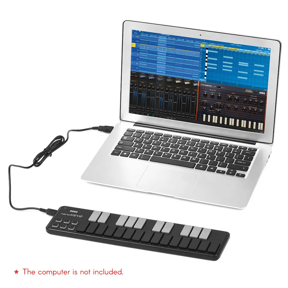 Тонкий портативный USB MIDI-контроллер KORG для клавиатуры 25 клавиш с USB-кабелем nanoKEY2 |