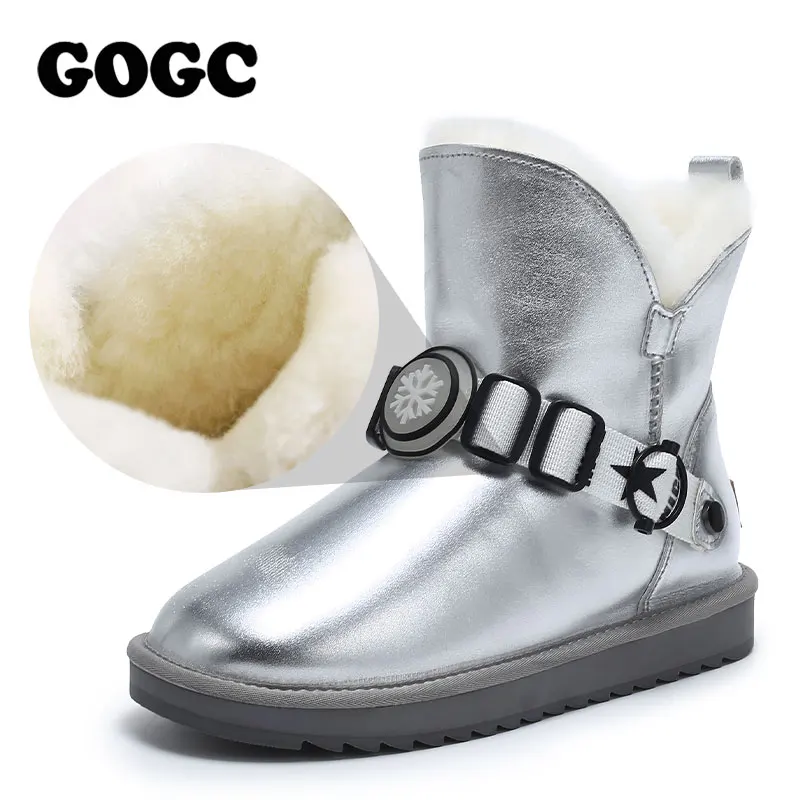 GOGC женские сапожки снегоступы для женщины сапоги 2019 Теплые боты натуральный мех