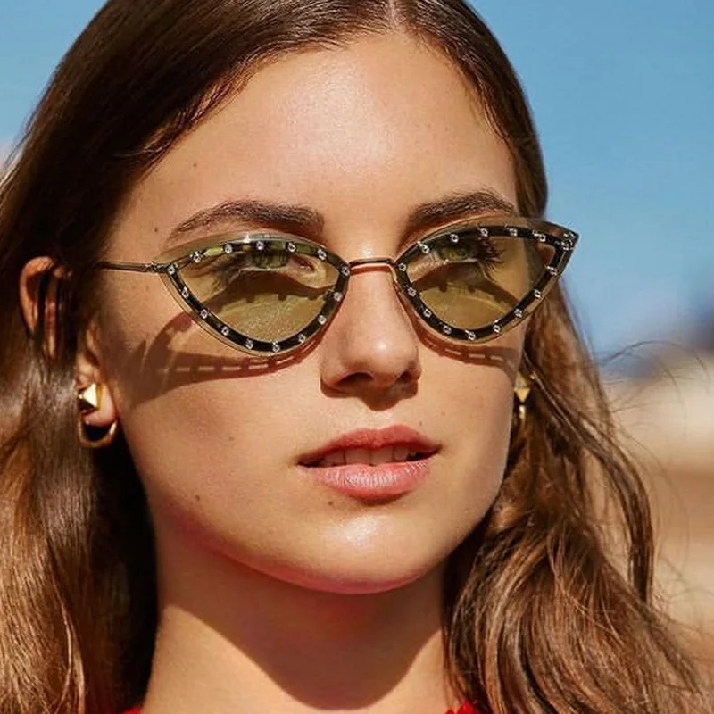 

Vintage Cateye Sunglasses Women Sexy Retro Small Cat Eye Sun Glasses Brand Designer Colorful Eyewear For Female Oculos De Sol