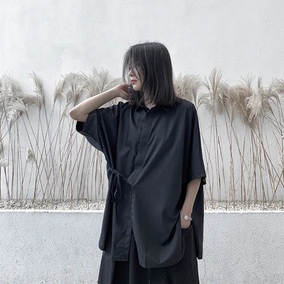 

Women's Short Sleeve Shirt Summer New Fashion Short Sleeve Large Casual Shirt Solid Color Simple Black Slim White Casual