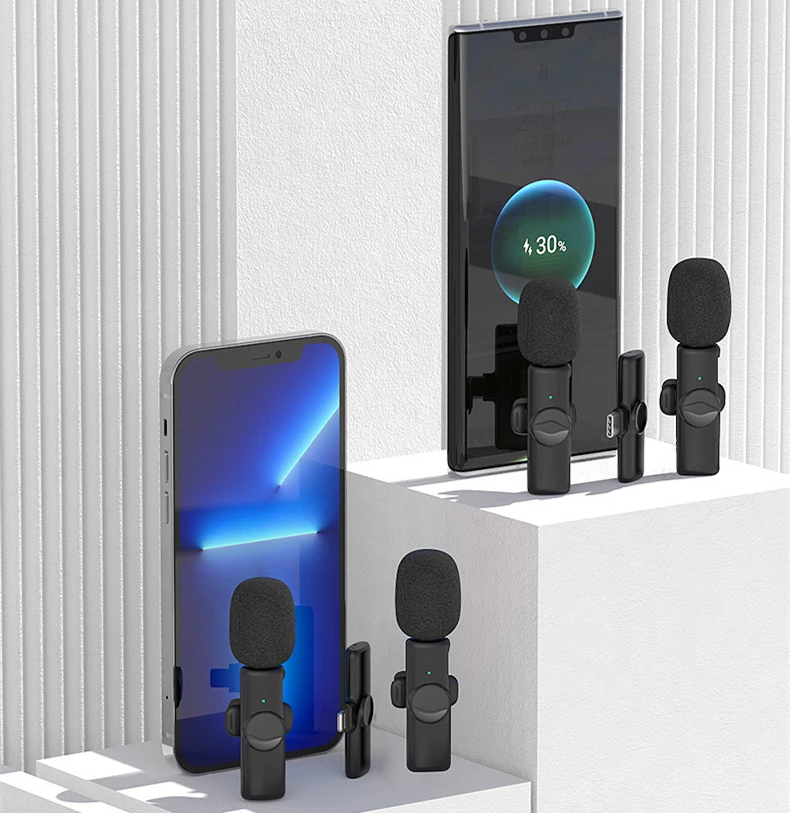 Беспроводной петличный микрофон для iPhone Android мини беспроводной двойной с YouTube