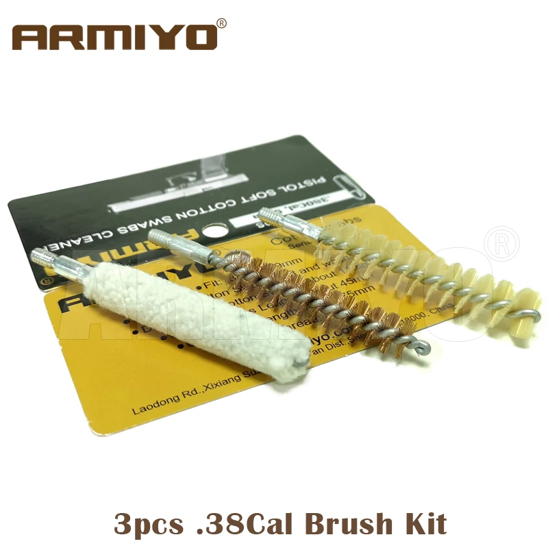 Armiyo 3 шт./компл.. 380 .38 .357 калибр 9 мм пистолет для чистки отверстия пистолета щетка