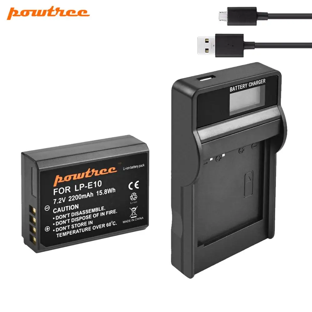 Аккумулятор для камеры Powtree LPE10 LP E10 зарядное устройство с ЖК дисплеем и USB Canon EOS 1100D