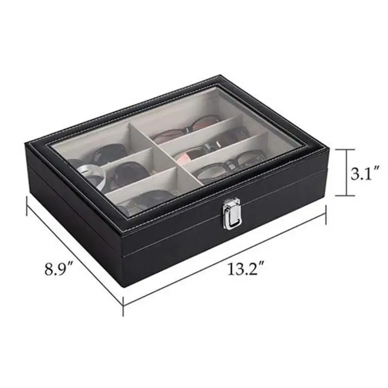 8 ячеек кожаный чехол для очков футляр хранения солнцезащитных