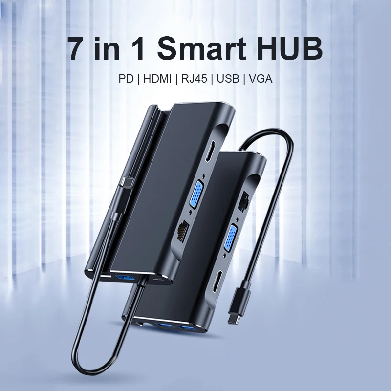 USB C док станция для ноутбука 3 0 HDMI совместимый VGA RJ45 PD концентратор Macbook Pro/air Huawei