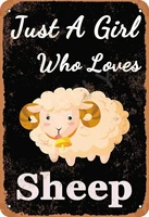 bit signshm just a gril who loves sheep retro metal tin sign plaque poster wall decor art shabby chic gift suitable for indoor