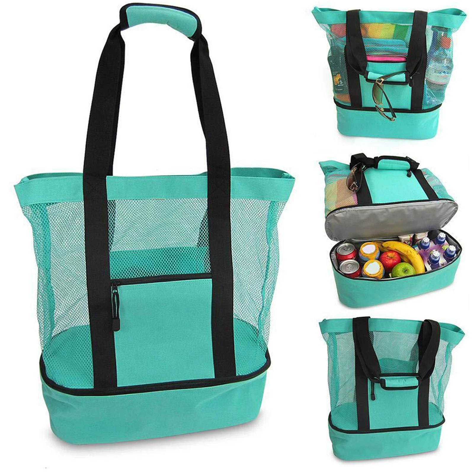 

Outdoor Travel Picnic Bag Beach Insulation and Fresh-keeping Bag Mesh Beach Bag Creative Multifunctional Ice Pack Meal Bag