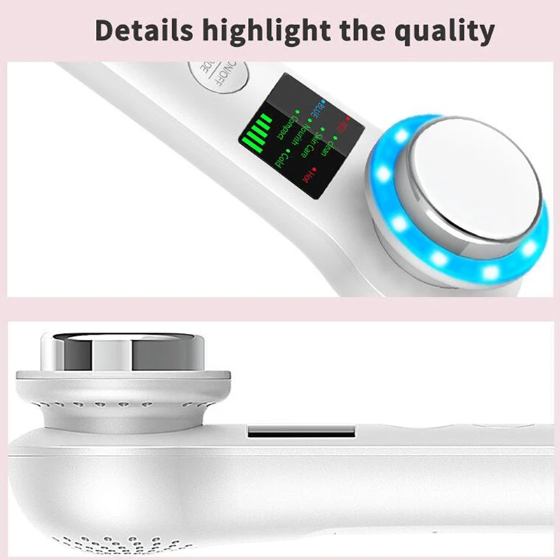 

Hot Ultrasonic Hot Cold Face Skin Care Device LED Massager Iontophoresis Facial Beauty Instrument Skincare Tools t6