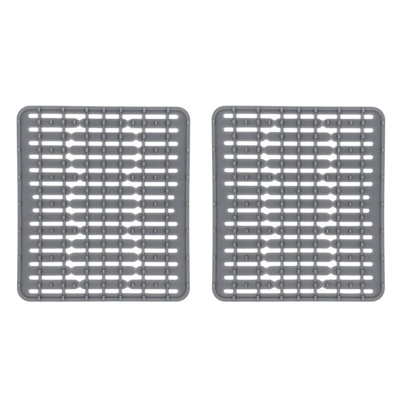 

2 Pcs Silicone Sink Mat Drain Mat Kitchen Sink Mat Multifunctional Wash Basin Mat Water Filter Mat,Gray