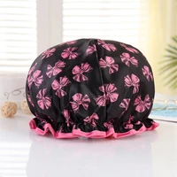 1pcs lovely thick women shower satin hats hair cover waterproof bathing cap shower hats bathroom products durable