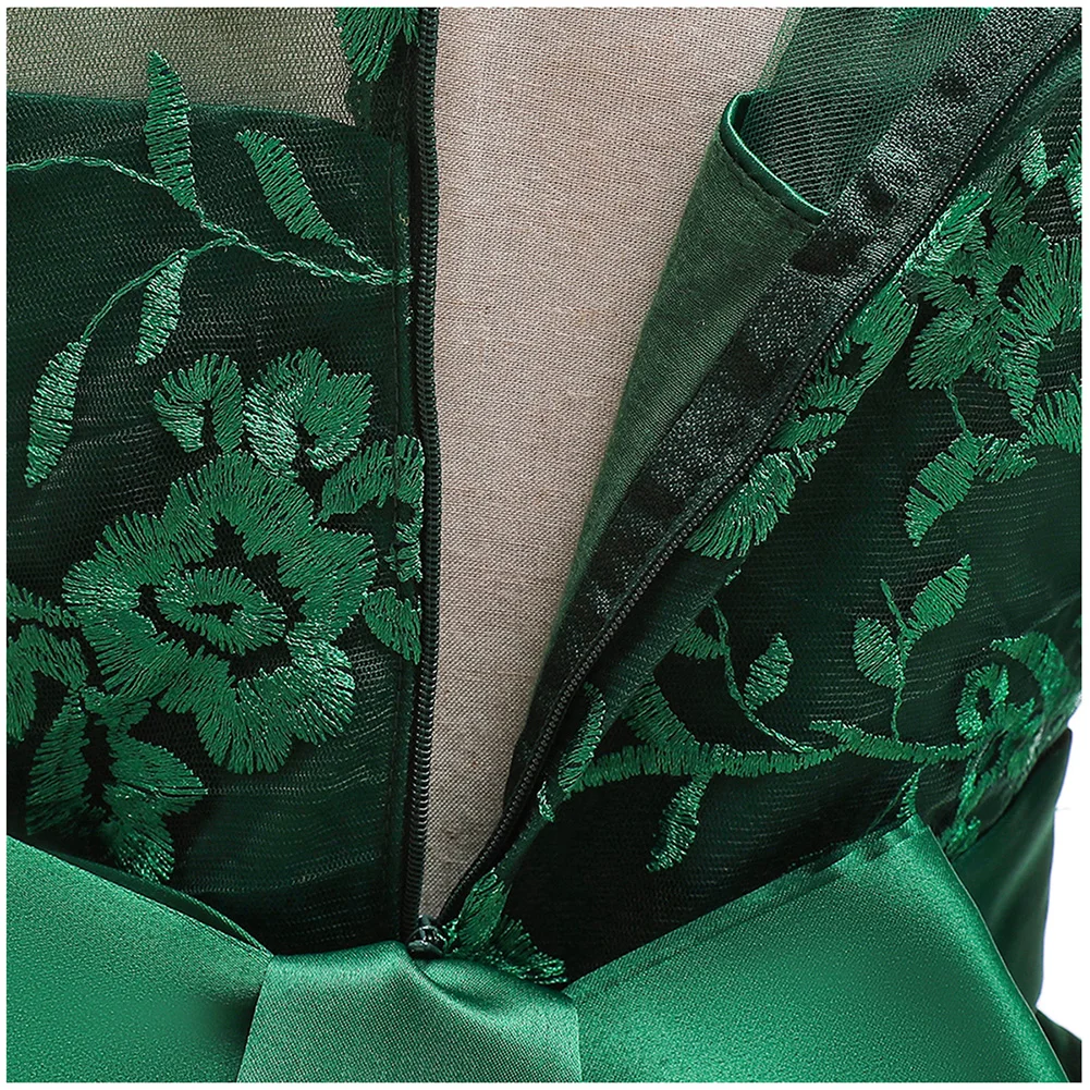 Retro Princess Dress Tulle Lace Ball Gown Long Wedding Bridesmaid Dresses for Kids Birthday Girls Photography Props |