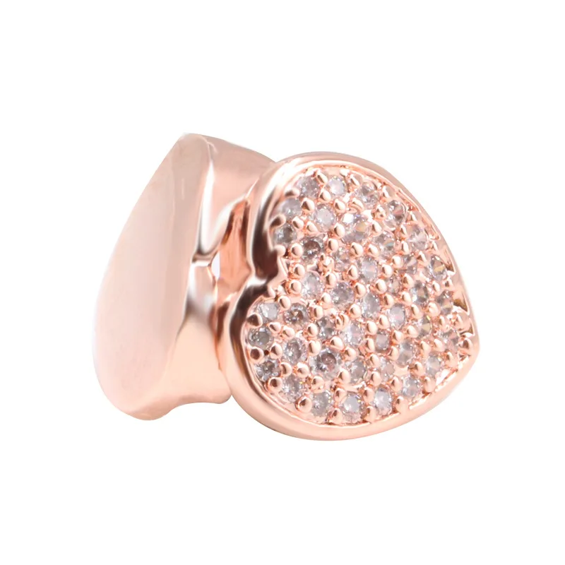 

Amas 925 Silver Valentine's Day R Series Rose Gold Love Heart Full Inlaid Zircon Heart-shaped Fixing Clip Fit Original Bracelet