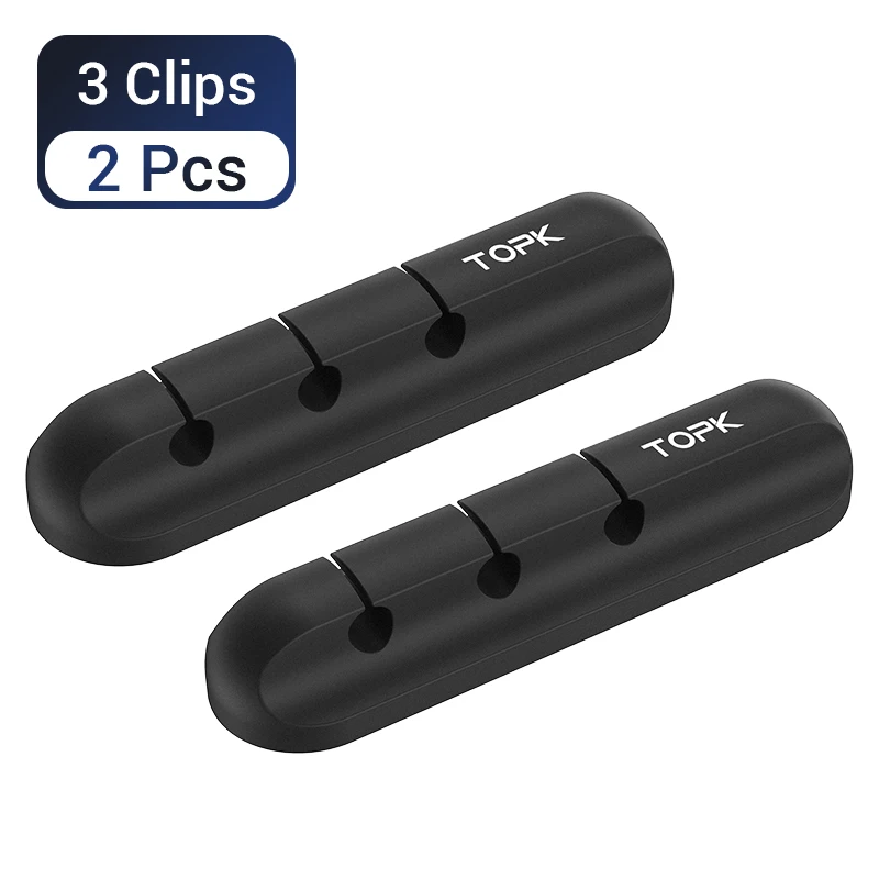 3 Clips - 2 Pieces Черные силиконовые Кабельные прихваты управление USB кабель намотки аккуратный Настольный провод легкие кабельные зажимы держатель для наушники в форме мыши - Цвет: 3 Clips - 2 Pieces