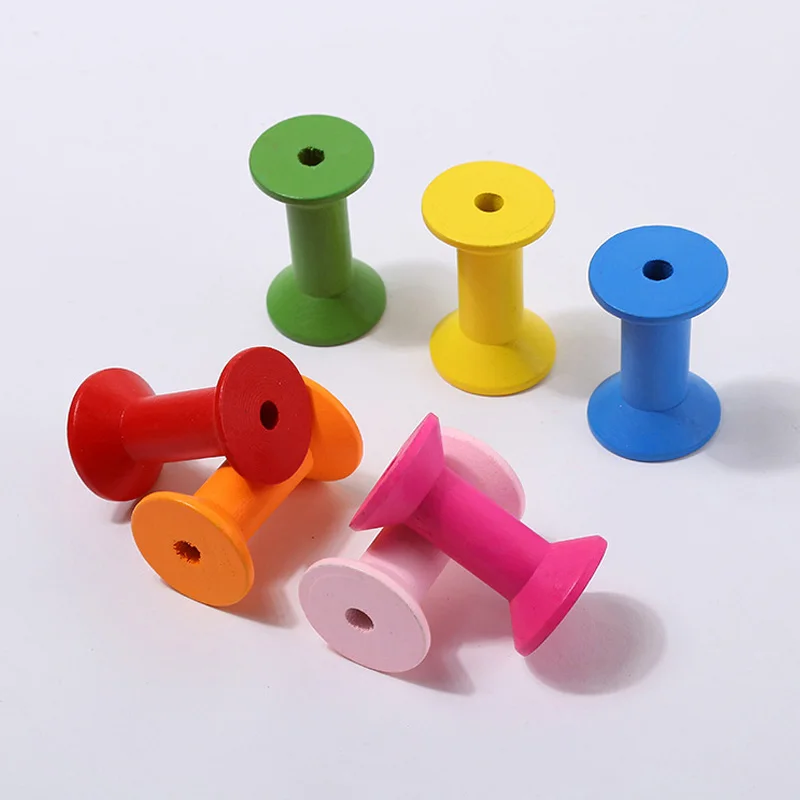 10 шт. катушки для ниток пустые деревянные разные цвета в произвольном порядке