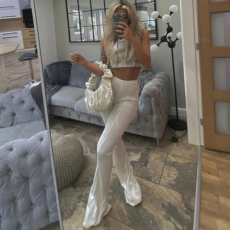 

2021 new spring fashion street photography casual pants personality trend micro-flared pants ladies daily wear temperament charm