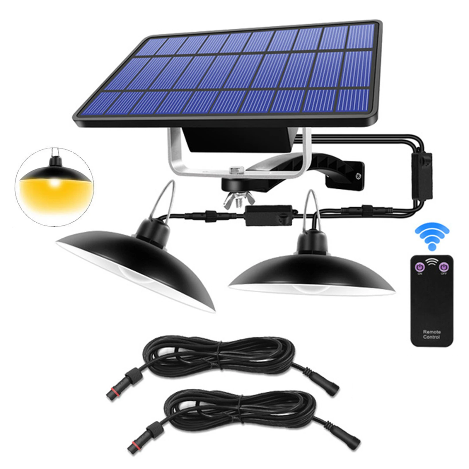 

Emergency Led Hanging Shed Lamp IP65 Waterproof Wide Adjustable Remote Control Solar Pendant Lights Outdoor Indoor Storage Room