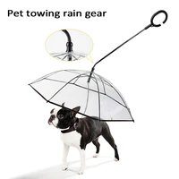 dog umbrella walking dog in rainy day traction rope transparent pet dog traction appliance adjustable steering pet rain gear