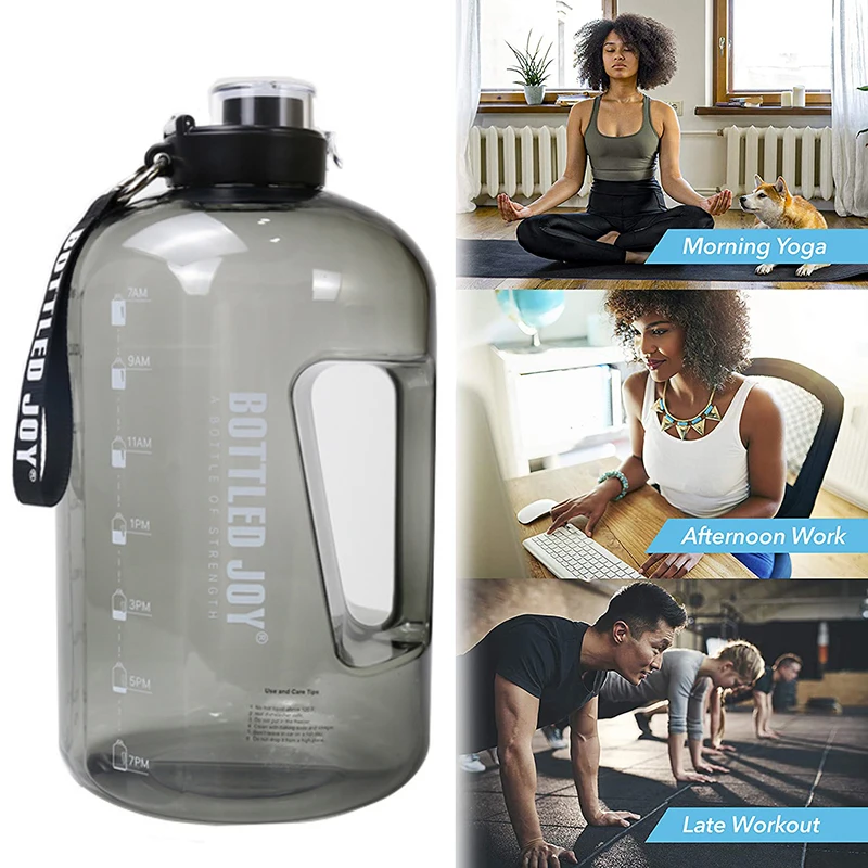 

High Gallon Water Bottle with Time Marker Large Water Bottle 1 Gallon Water Jug Outdoor Activity Large Capacity DOG88