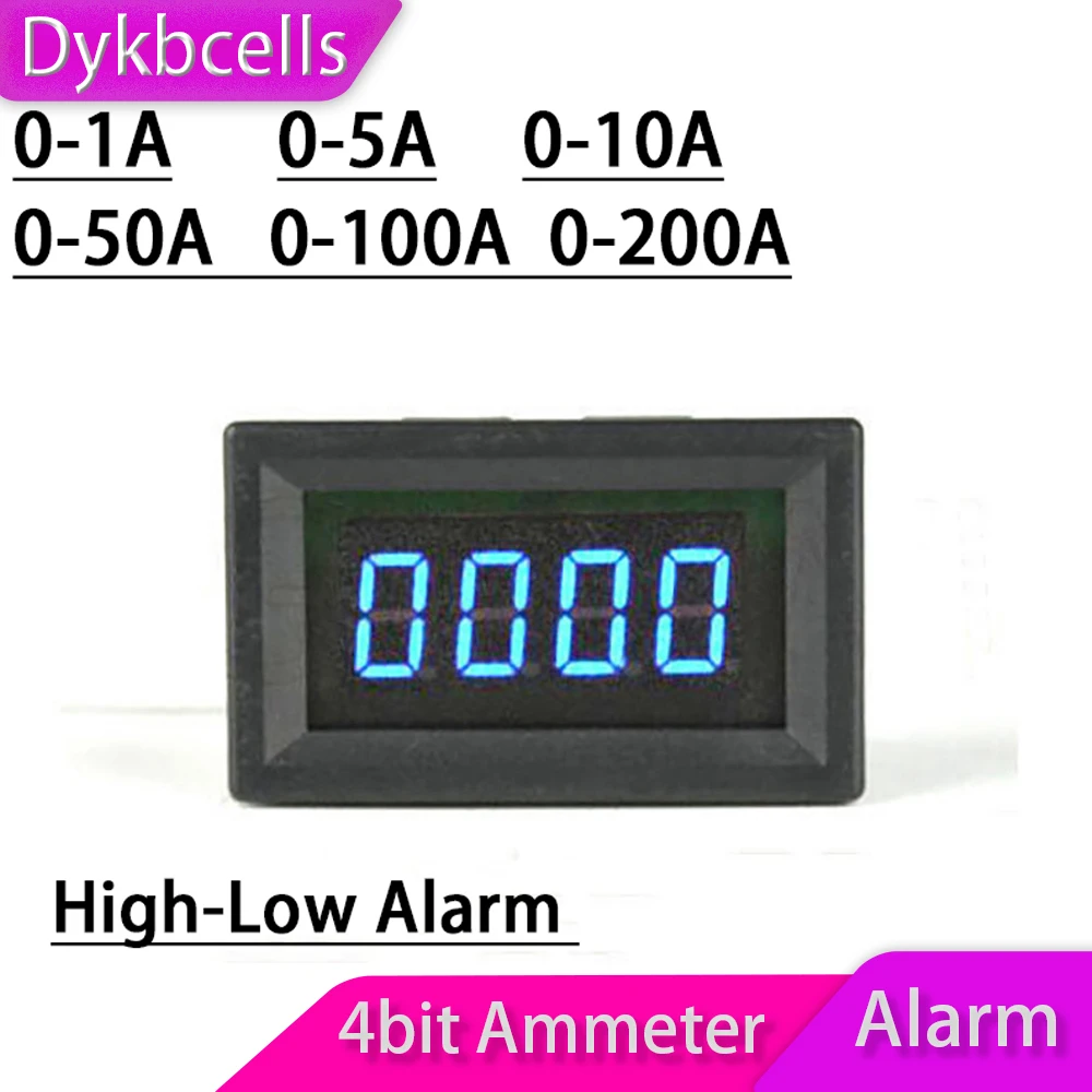 

Dykbcells DC Амперметр высокий-низкий сигнал тревоги 0-1A 5A 10A 50A 100A 200A светодиодный амперметр измеритель тока панель монитор управление W Зуммер