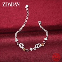 zdadan 925 sterling silver love heart amber crystal zircon bracelet for women fashion gift wedding jewelry