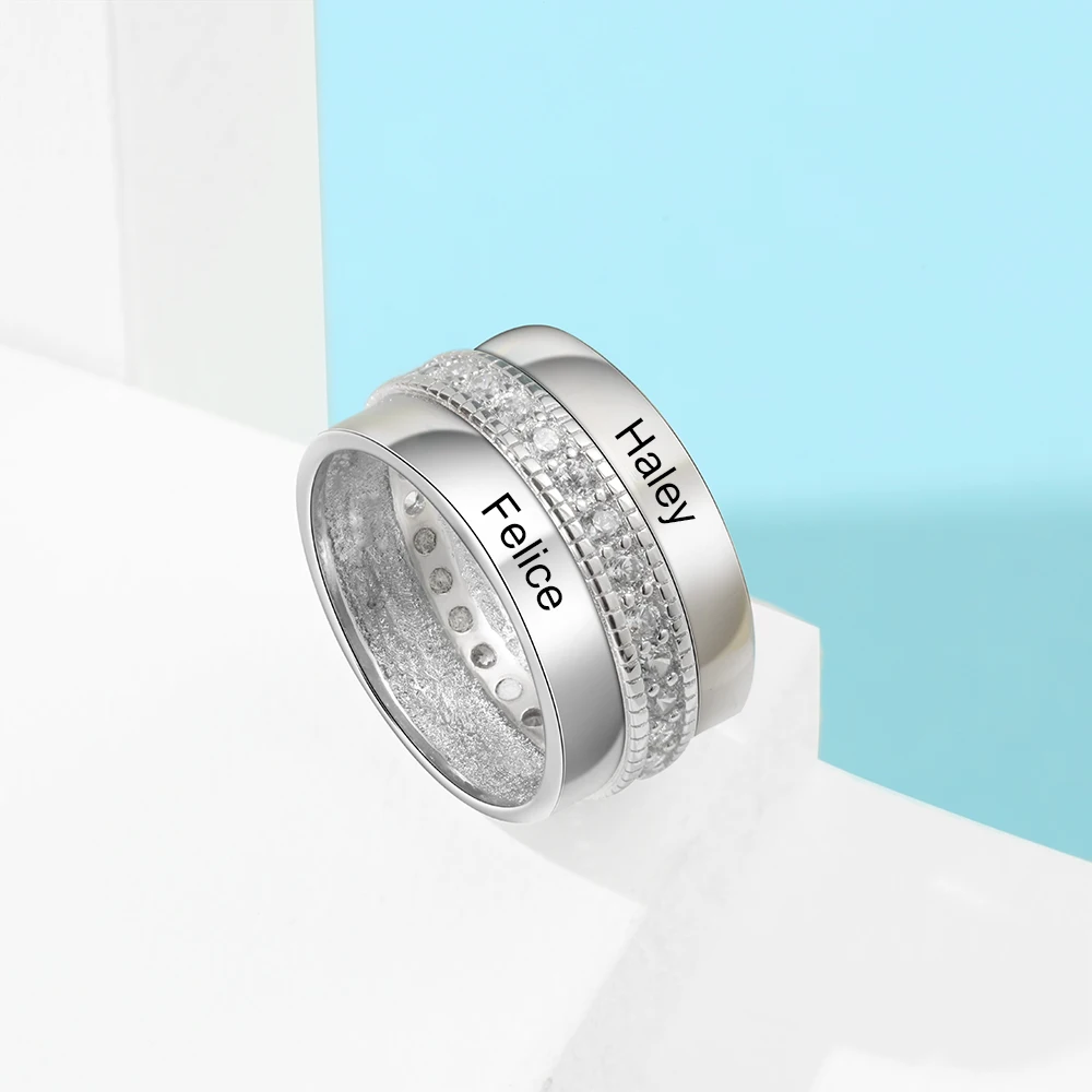 Модные персонализированное выгравированное название кольца для женщин на заказ
