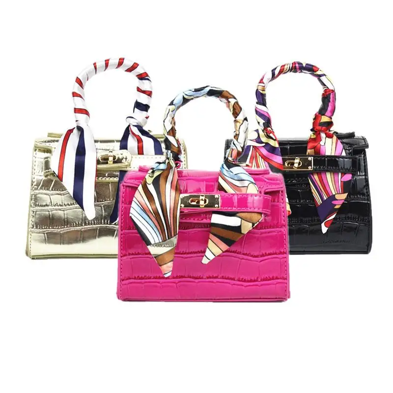 Сумки из крокодиловой кожи для маленьких девочек искусственной с шарфом детские