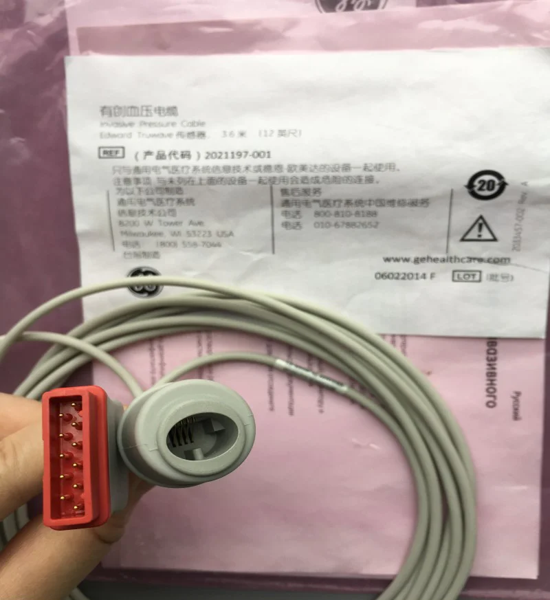 GE оригинальный Инвазивный кабель для кровяного давления LE TRUWAVE 3,6 м/12 футов, арт. 2021197-001