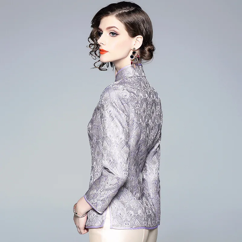 Женская хлопковая куртка в китайском стиле новинка весны 2020 жаккардовые куртки с