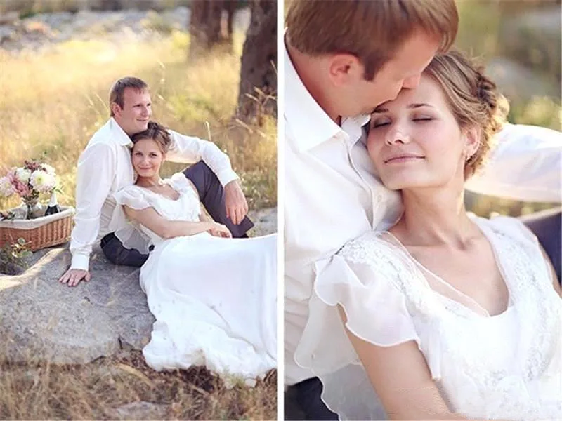 

Vestidos De Novia 2020 White Lace Simple Wedding Dresses Plus Size Short Sleeves Bridal Dress Floor Length Beach Wedding Dress