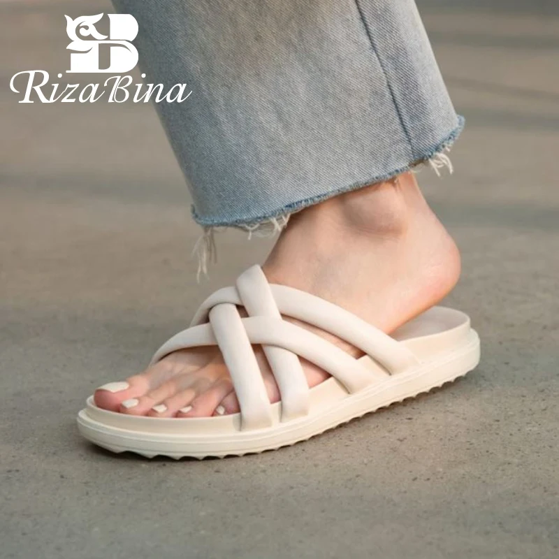 

RIZABINA женские сандалии на Плоском Каблуке; Повседневные туфли на плоской подошве; Женская летняя обувь на высоком каблуке; Модные туфли для о...