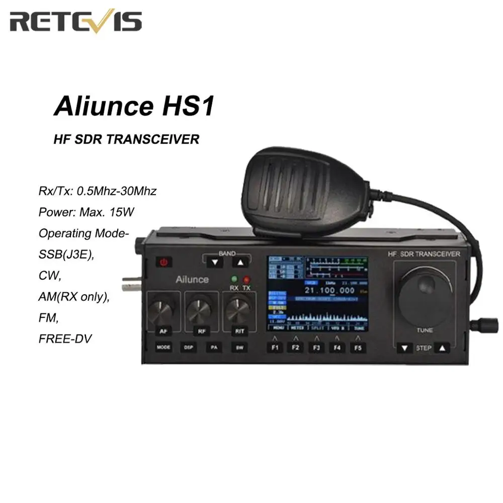 RETEVIS Ailunce HS1 HF SDR Transceiver SSB Transceiver Ham Radio HF Transceiver QRP 15W 0.5-30MHz SSB Radio CW AM FM HF Band