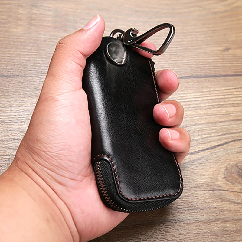 EUMOAN мужской и женский кожаный ключ на молнии Баотоу яловая кожа большая емкость