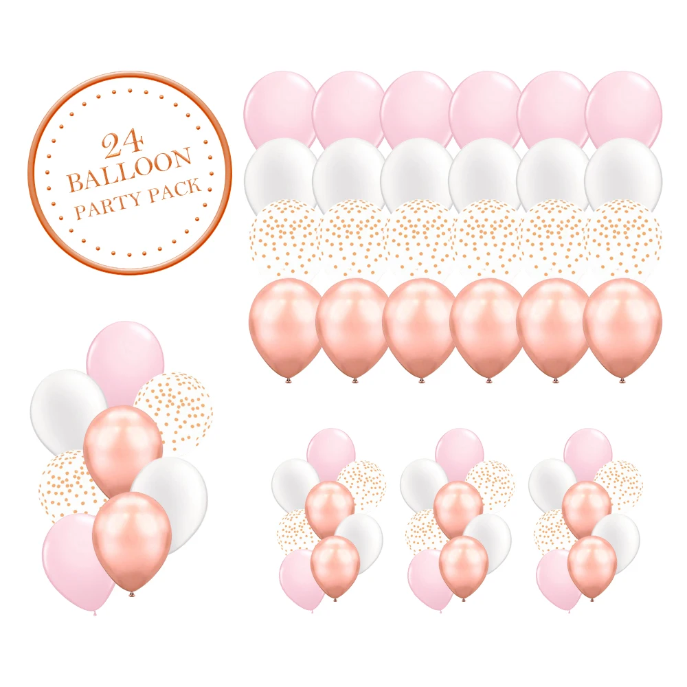24 шт. розовые фиолетовые золотые латексные воздушные шары прозрачные с золотым