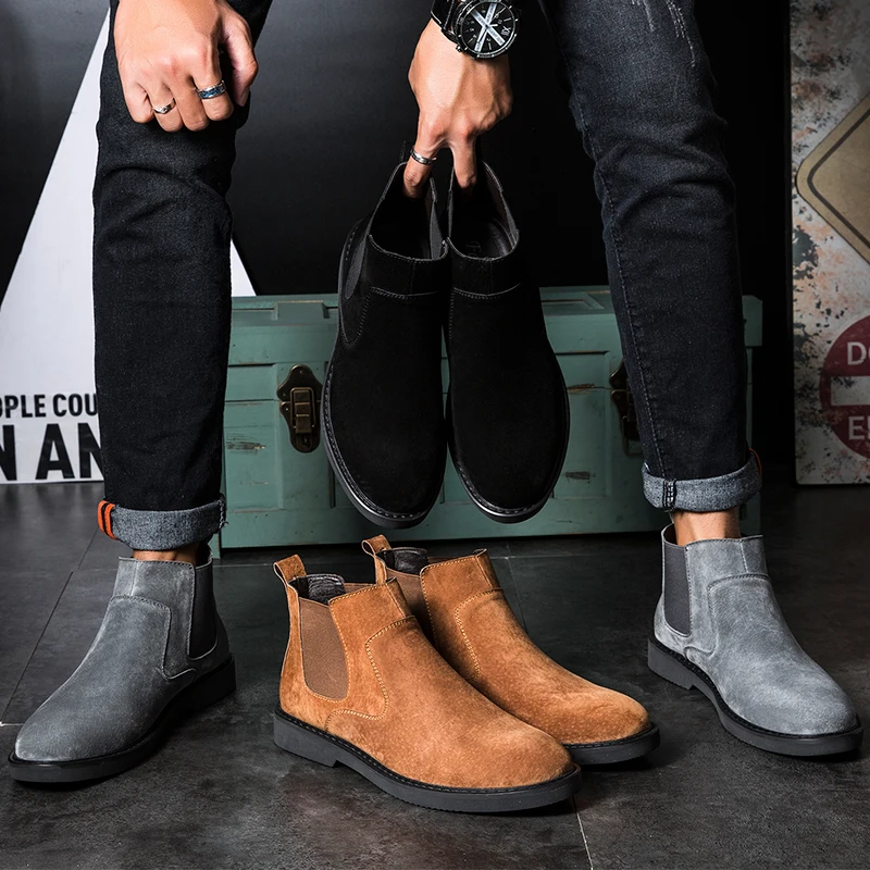 

Hot Sale Breathable Sweat-Absorbant Men Boots Shoes New High Quality Tooling Shoes Male Fashion British Military Trend Boots Men