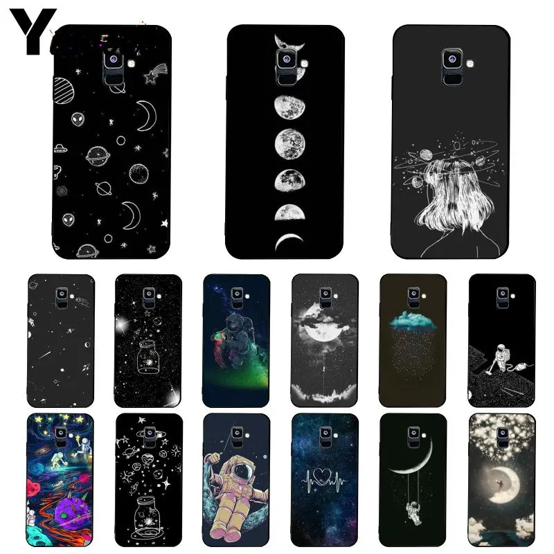 

Yinuoda sky Space planet Black white sun Moon stars Phone Case For Samsung Galaxy A7 A50 A70 A40 A20 A30 A8 A6 A8 Plus A9 2018