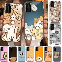 cute cartoon cat phone case for huawei p40 p30 p20 10 9 8 lite e pro plus black etui coque painting hoesjes comic fas
