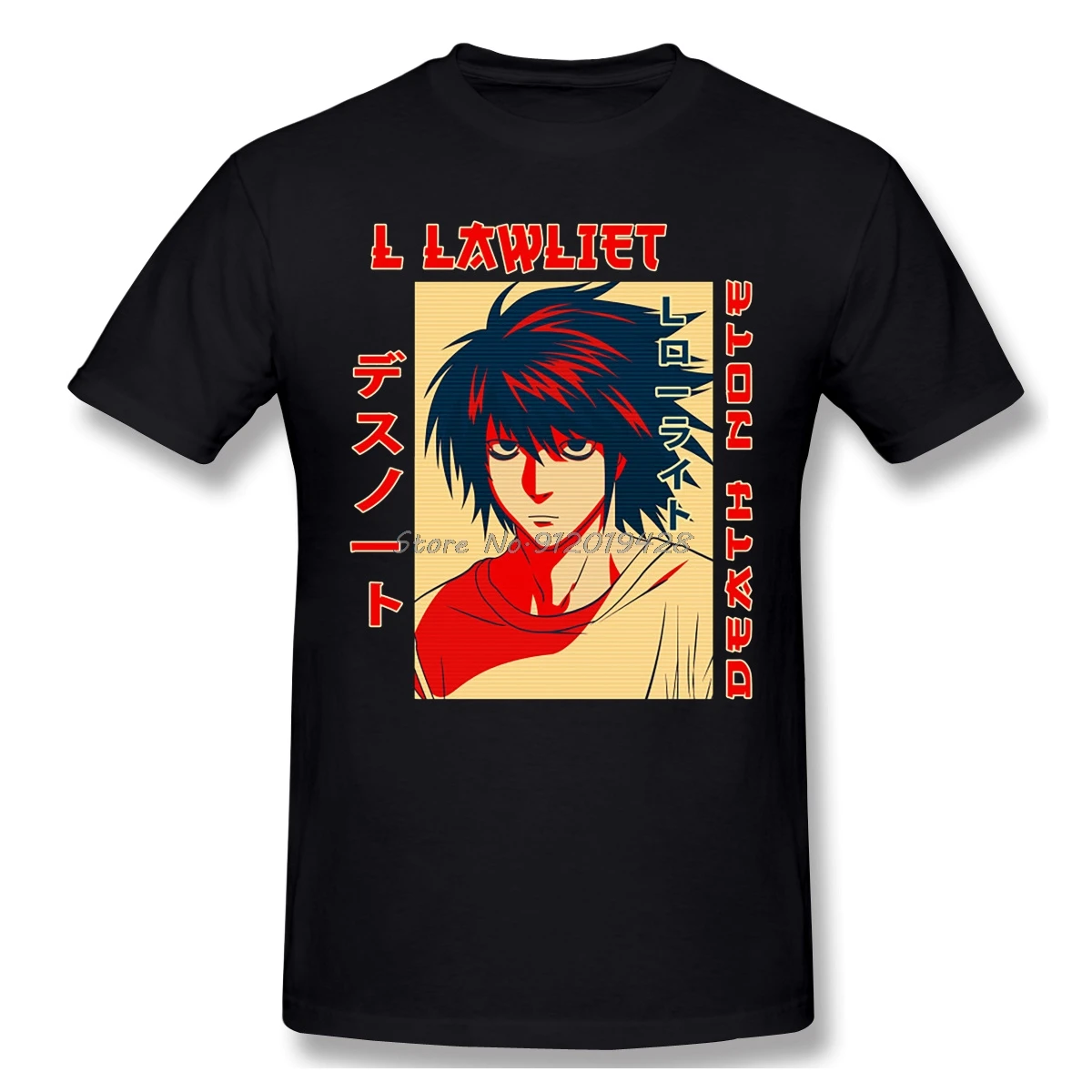 

Novelty Anime Death Note Tshirt L Lawliet Tee Shirt Pure Cotton Mystery Manga T-shirt Clothes Print Casual 100% Cotton For Men