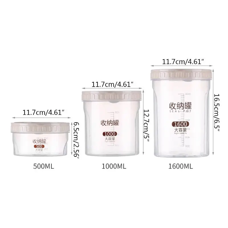 

500/1000/1600mL Food Storage Box with Spoon Milk Powder Multigrain Rice Container Transparent Tank Nuts Bean Sealed Cans