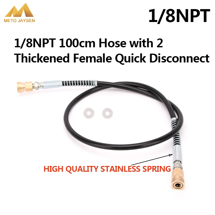 Paintball High Pressure Nylon Hose 1/8NPT Thread Male Female Plug 100cm Long with Spring Wrapped 4500psi 300bar | Спорт и