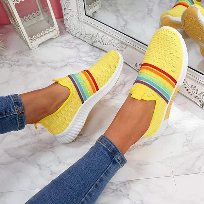 

Женские кроссовки, сетчатые, вулканизированные, лоферы, женские, без шнуровки, повседневные, для прогулок, Женская дышащая обувь