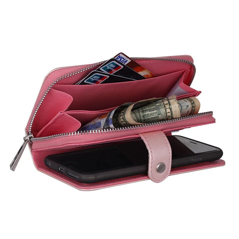 Weave Zipper Cash Slot PU Leather Wallet Case Cover for iphone X XS Max XR 8 7 6 6S Plus |