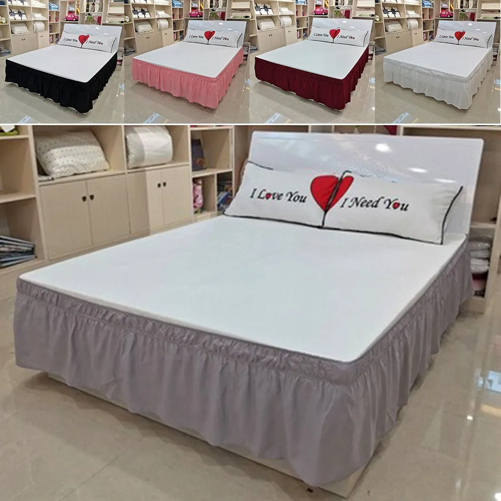 

Solid Color Bed Skirt Without Surface Elastic Band Bed Skirt Single/Double/Queen/King/Super King Size Home Bed Cover Bedding