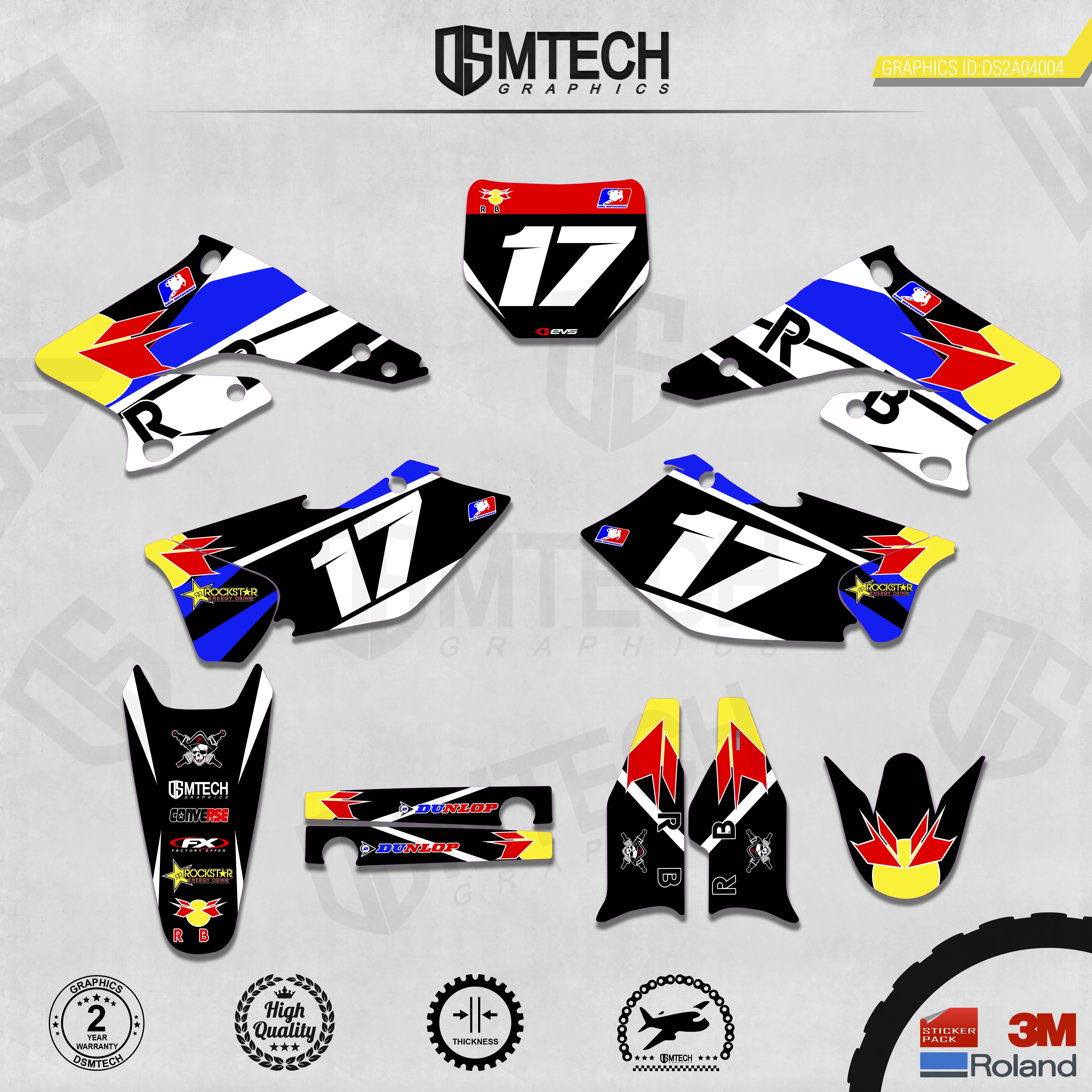 DSMTECH Customized Team Graphics Backgrounds Decals 3M Custom Stickers For 2004-2006 RMZ250  004