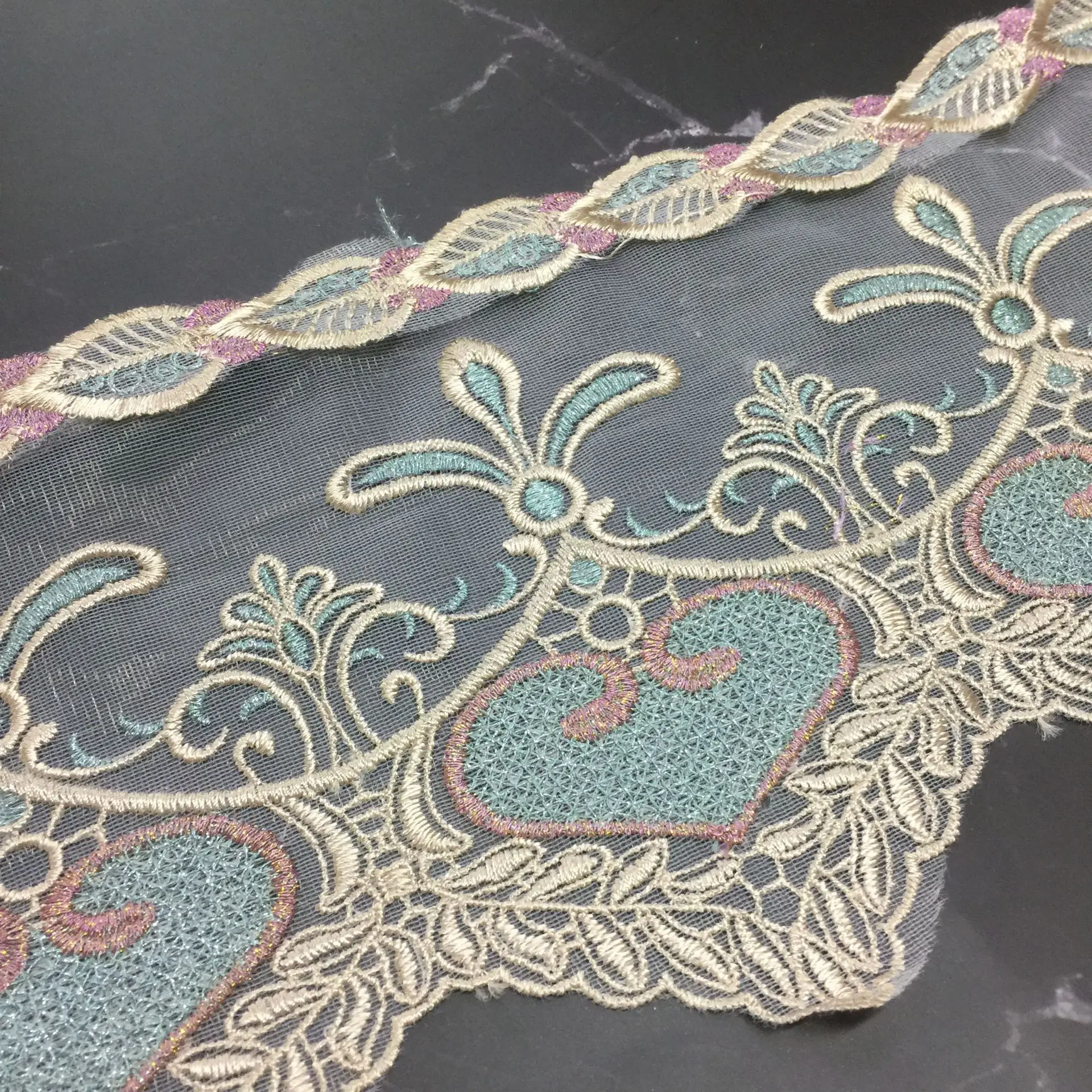 

30yards 18cm Flower Embroidered Net Lace Trim Ribbons DIY Sewing Fabric Garment Accessories