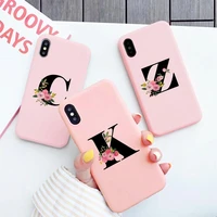 custom name fashion flower letter pink phone case for iphone 12 11 13 pro max silicone cover for iphone xr xs max 6 7 8 plus