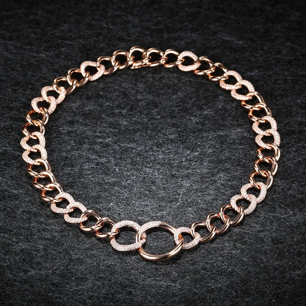 

LIDU 925 Silver Multi-ring Diamond Necklace Plated With Rose Gold Monaco Ornaments As A Gift For Friends